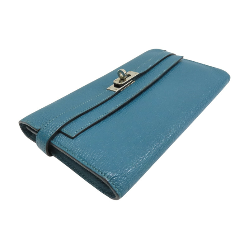 孔雀綠 Chevre山羊皮 Kelly Wallet 兩折長夾 銀扣 D刻【HERMES 愛馬仕】 H051300CK-2