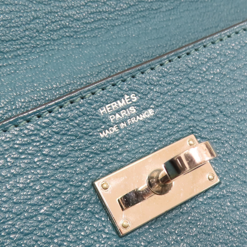 孔雀綠 Chevre山羊皮 Kelly Wallet 兩折長夾 銀扣 D刻【HERMES 愛馬仕】 H051300CK-6