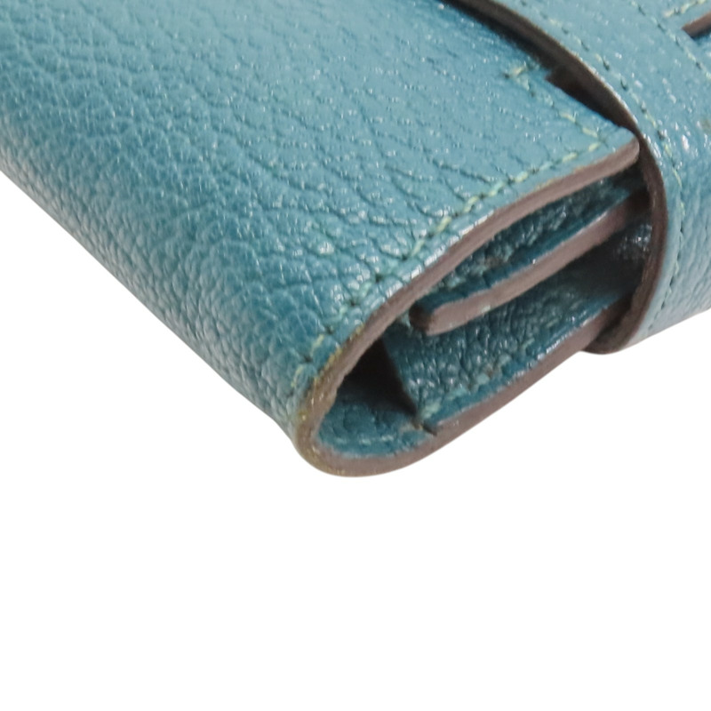 孔雀綠 Chevre山羊皮 Kelly Wallet 兩折長夾 銀扣 D刻【HERMES 愛馬仕】 H051300CK-10
