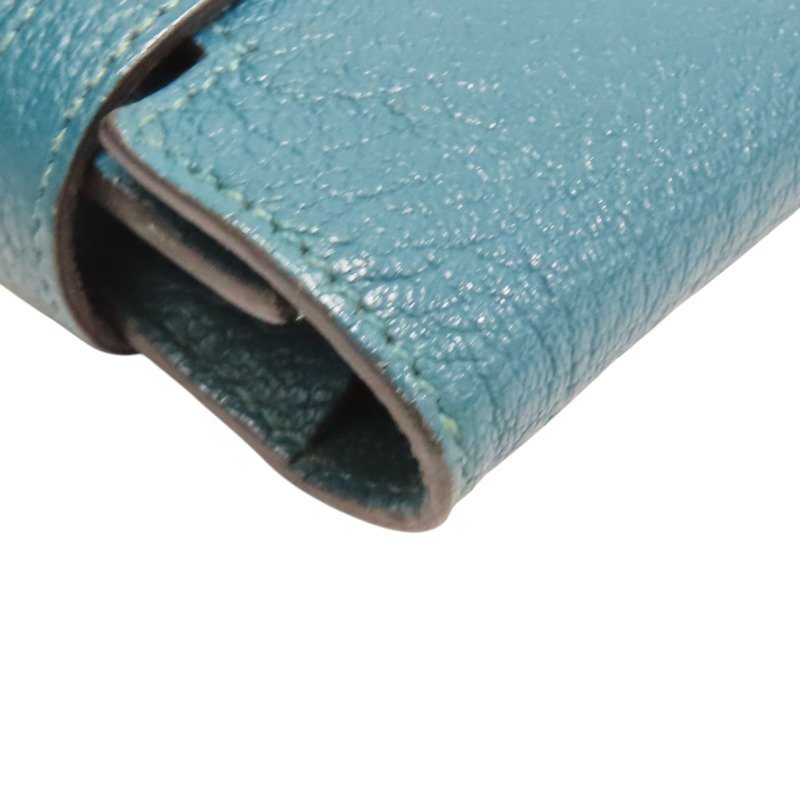 孔雀綠 Chevre山羊皮 Kelly Wallet 兩折長夾 銀扣 D刻【HERMES 愛馬仕】 H051300CK-11