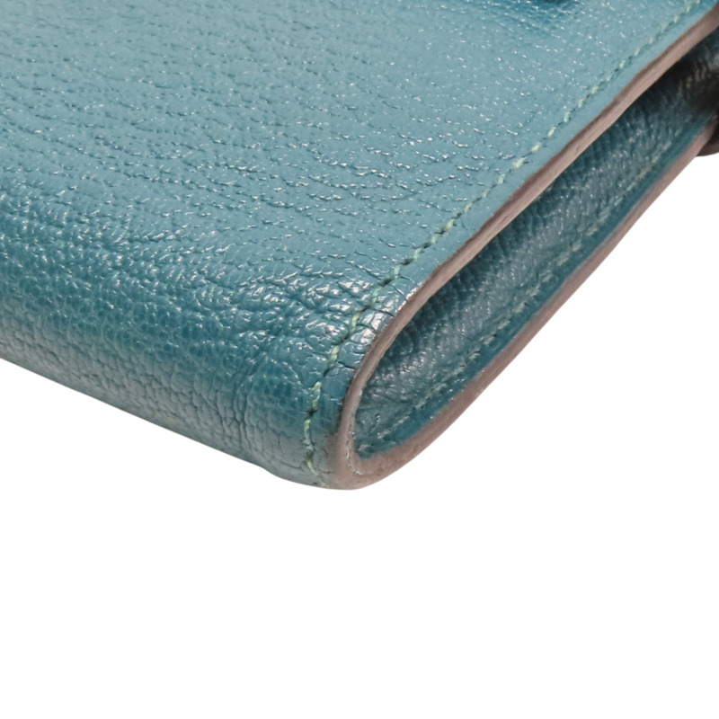 孔雀綠 Chevre山羊皮 Kelly Wallet 兩折長夾 銀扣 D刻【HERMES 愛馬仕】 H051300CK-12