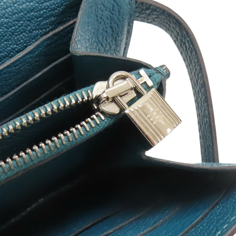 孔雀綠 Chevre山羊皮 Kelly Wallet 兩折長夾 銀扣 D刻【HERMES 愛馬仕】 H051300CK-13