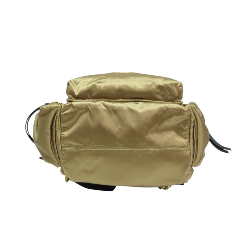 金色尼龍 黑色牛皮 The Rucksack 後背包【BURBERRY 巴寶莉】 4033301-3