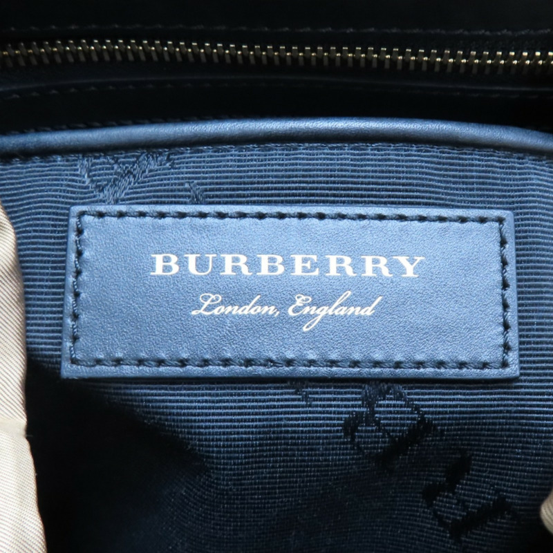 金色尼龍 黑色牛皮 The Rucksack 後背包【BURBERRY 巴寶莉】 4033301-8