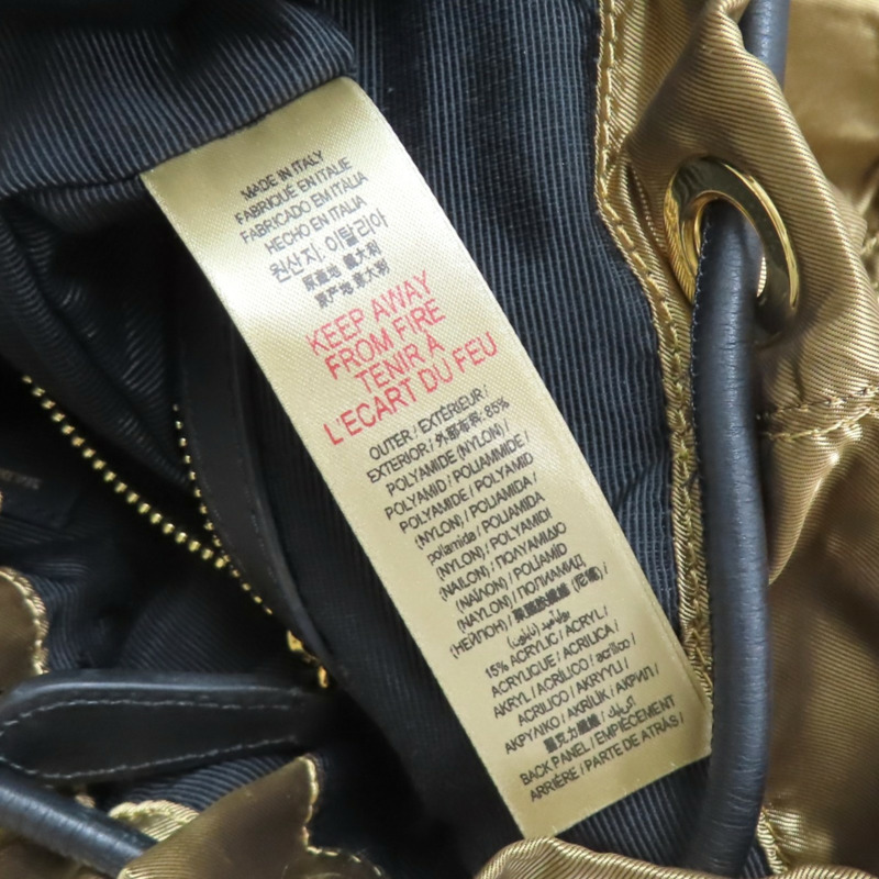 金色尼龍 黑色牛皮 The Rucksack 後背包【BURBERRY 巴寶莉】 4033301-9