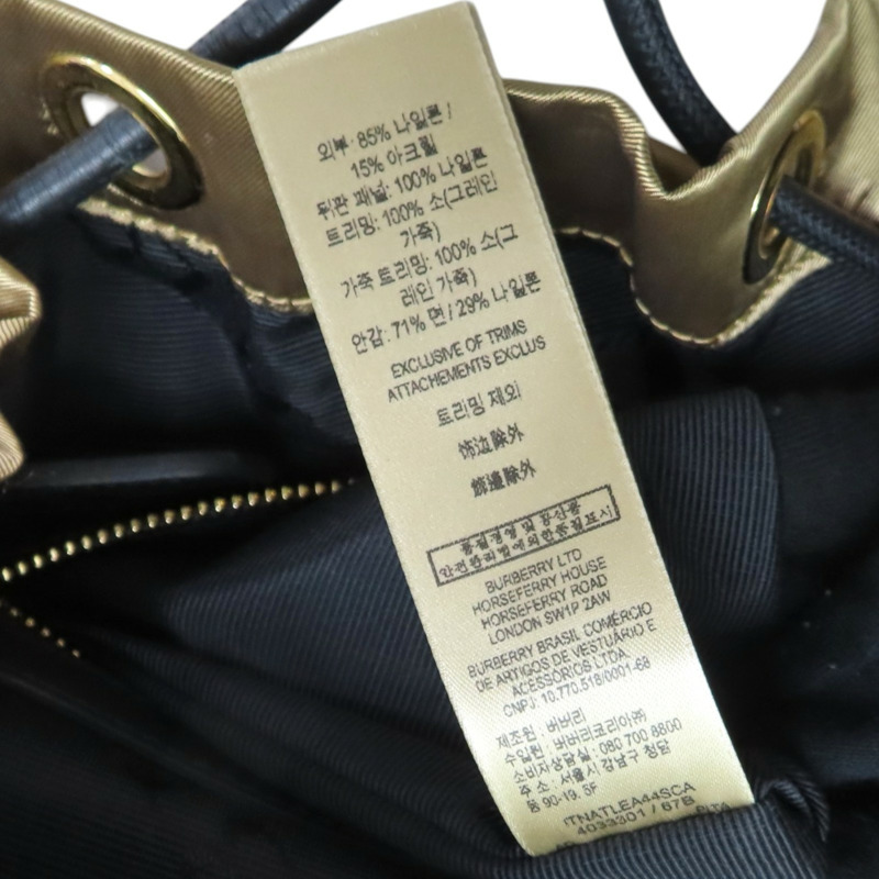 金色尼龍 黑色牛皮 The Rucksack 後背包【BURBERRY 巴寶莉】 4033301-10