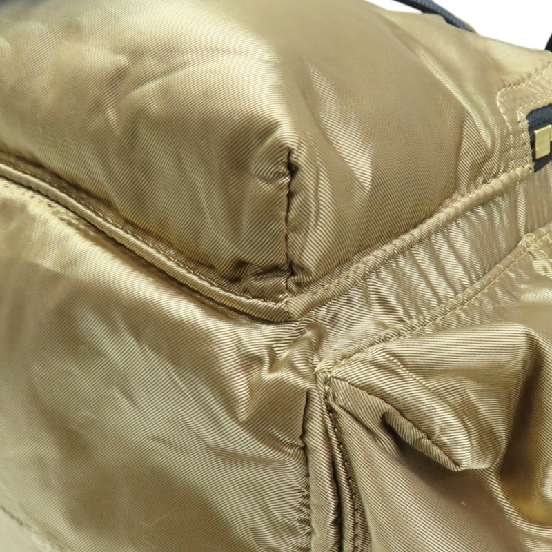 金色尼龍 黑色牛皮 The Rucksack 後背包【BURBERRY 巴寶莉】 4033301-12