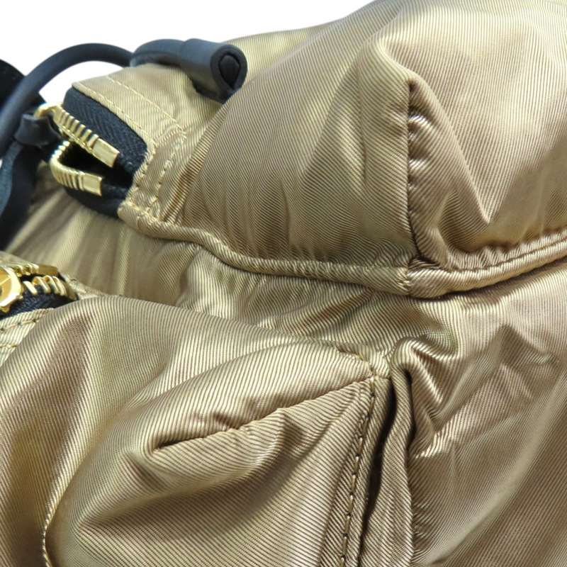 金色尼龍 黑色牛皮 The Rucksack 後背包【BURBERRY 巴寶莉】 4033301-13