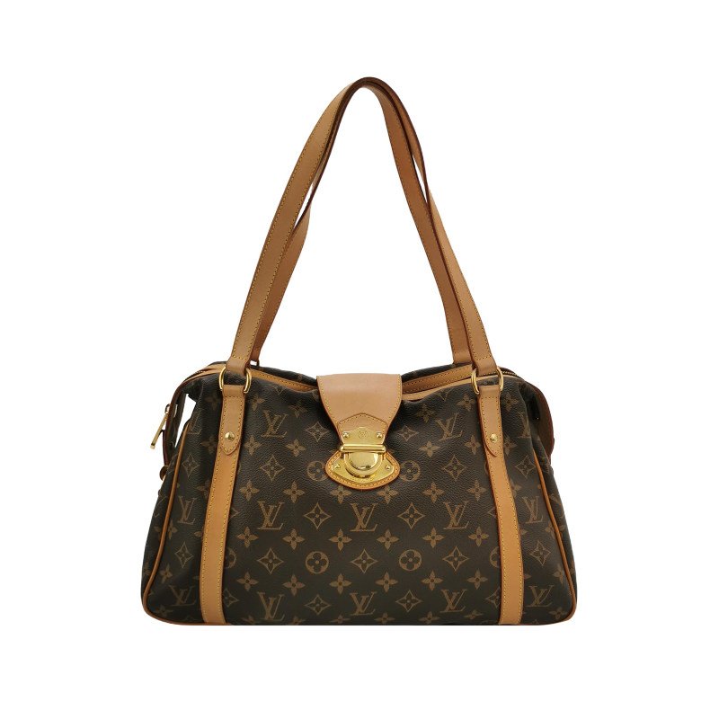 Louis Vuitton (LV)Stresa植鞣革拼色棋盤格扣環包肩包-0
