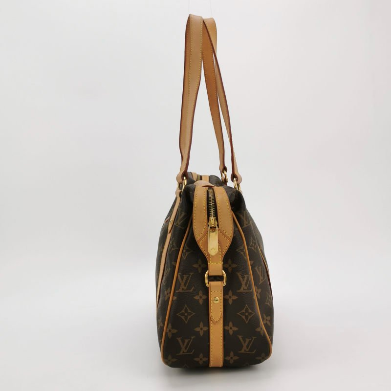 Louis Vuitton (LV)Stresa植鞣革拼色棋盤格扣環包肩包-3