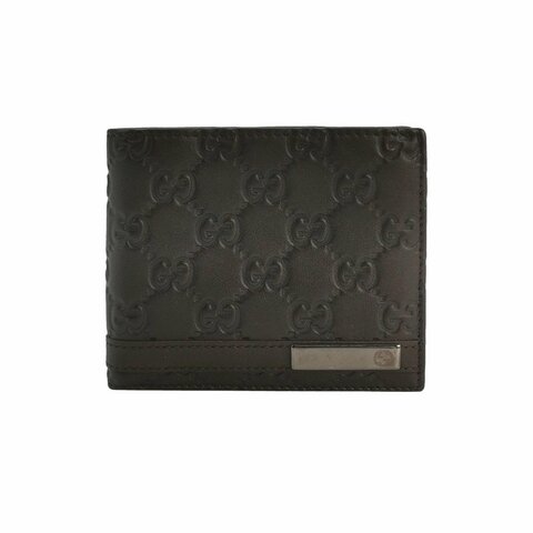 Gucci牛皮純色雙G壓花老花皮夾
