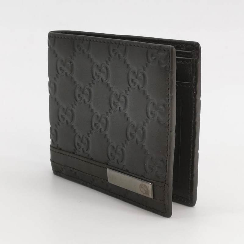 Gucci牛皮純色雙G壓花老花皮夾-1