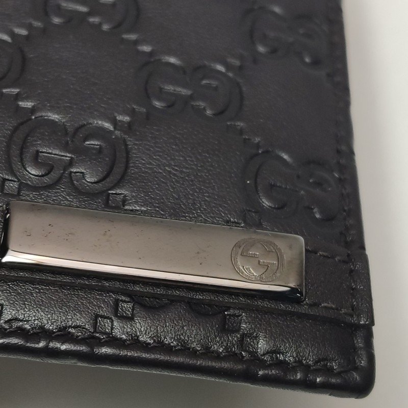 Gucci牛皮純色雙G壓花老花皮夾-8