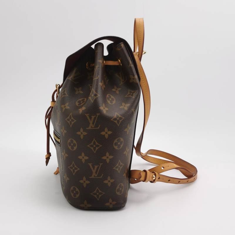 Louis Vuitton (LV) Montsouris植鞣革Monogram印花抽繩雙肩包晶片款-2
