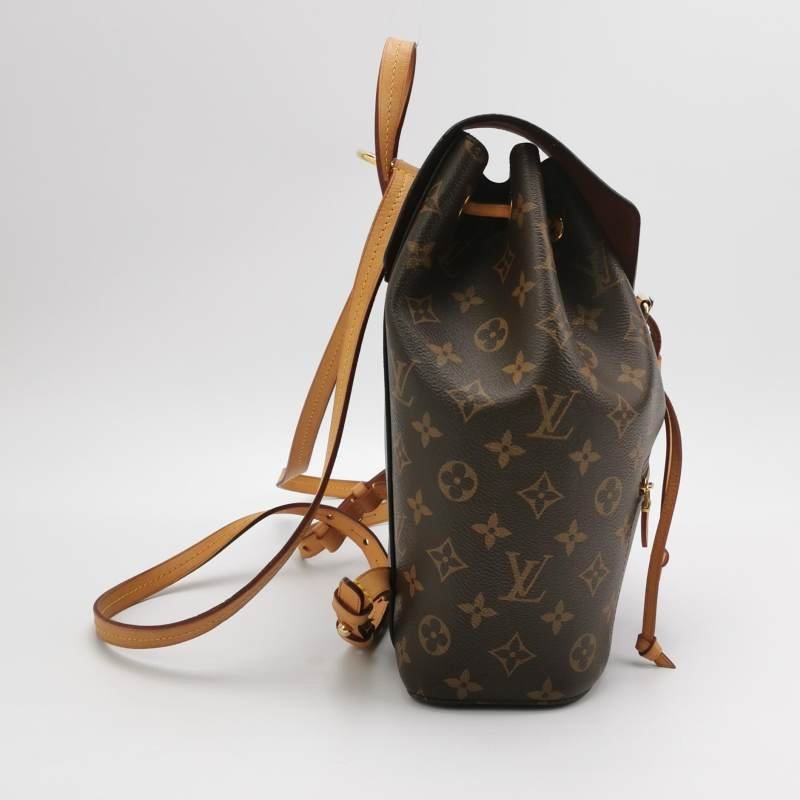 Louis Vuitton (LV) Montsouris植鞣革Monogram印花抽繩雙肩包晶片款-3