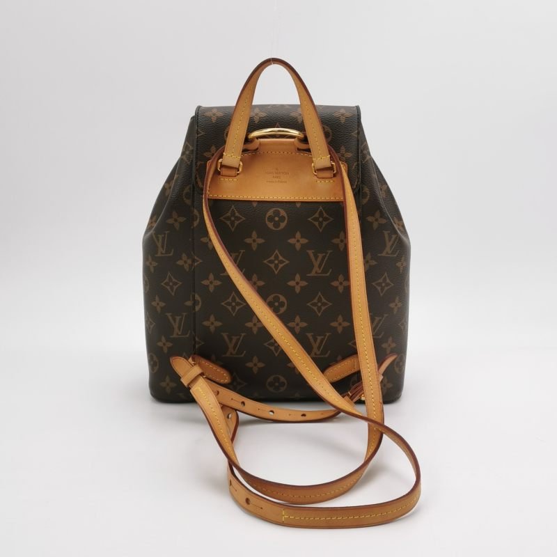 Louis Vuitton (LV) Montsouris植鞣革Monogram印花抽繩雙肩包晶片款-4