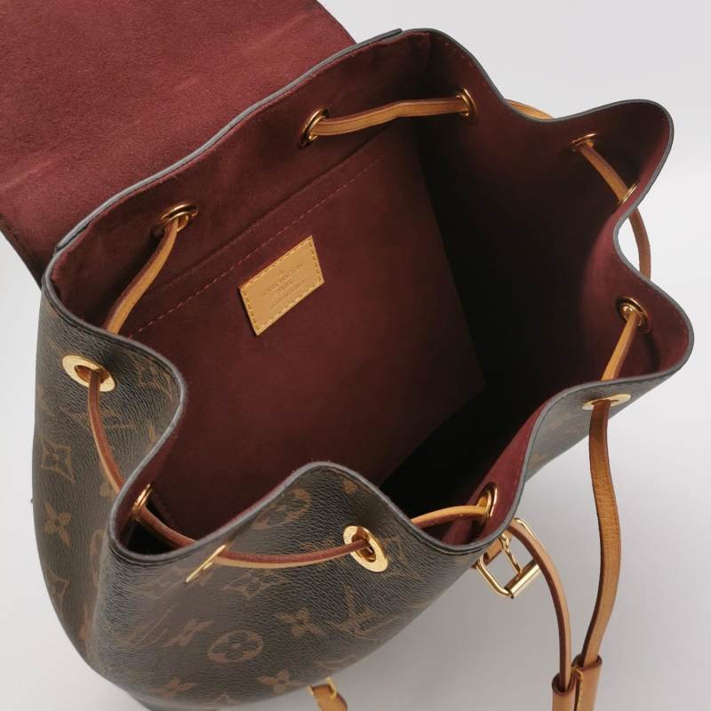 Louis Vuitton (LV) Montsouris植鞣革Monogram印花抽繩雙肩包晶片款-6