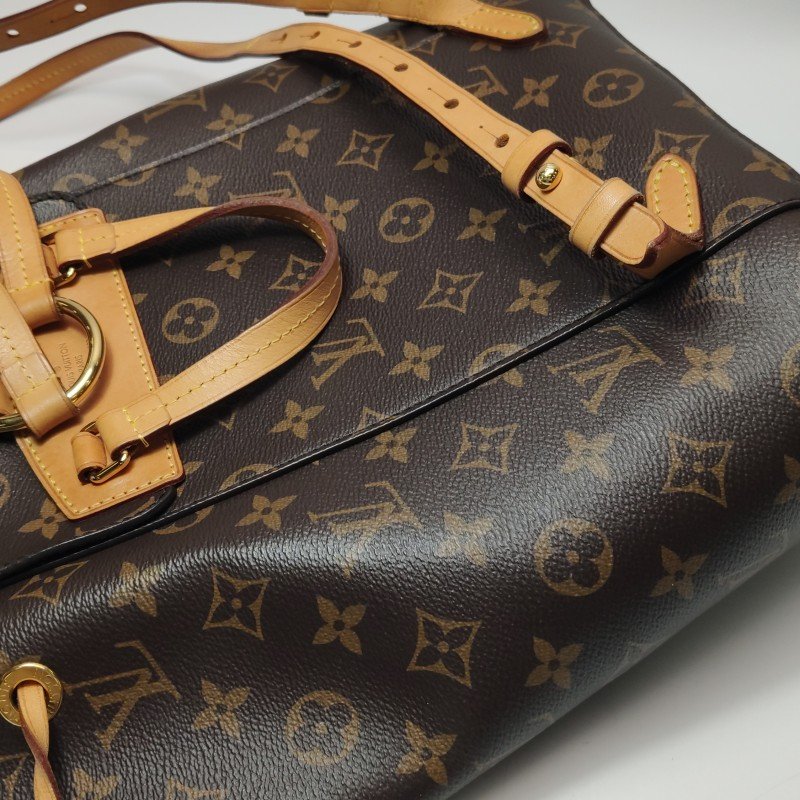 Louis Vuitton (LV) Montsouris植鞣革Monogram印花抽繩雙肩包晶片款-19