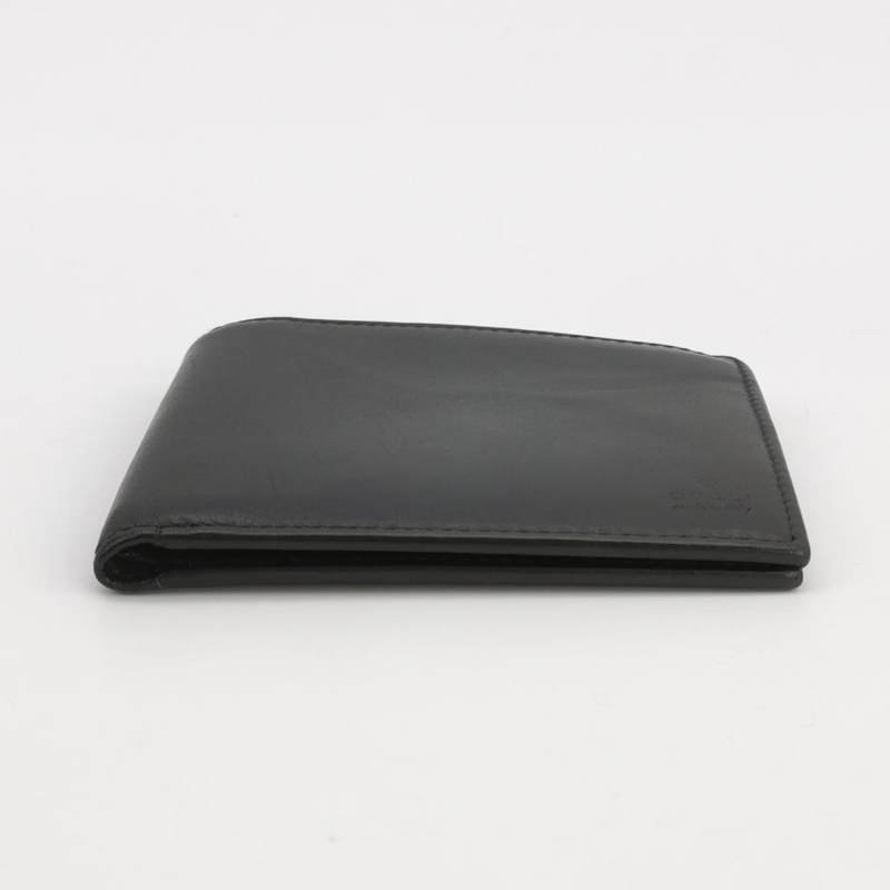 Gucci牛皮純色字母logo壓花對折錢包-4