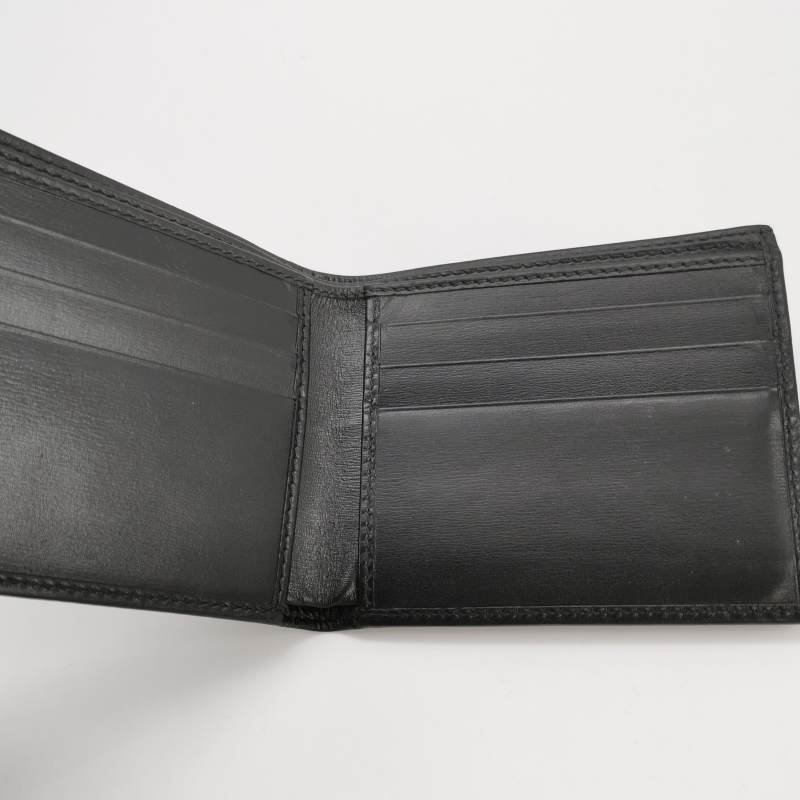 Gucci牛皮純色字母logo壓花對折錢包-5