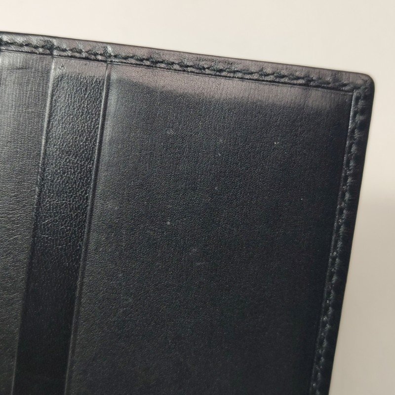 Gucci牛皮純色字母logo壓花對折錢包-7