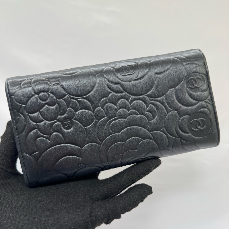 CHANEL  香奈兒 山茶花黑色長夾NO.17 W/CARD 17655699-2