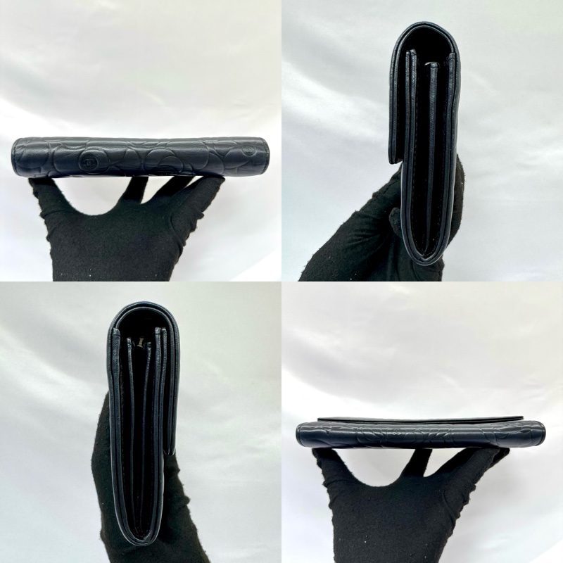 CHANEL  香奈兒 山茶花黑色長夾NO.17 W/CARD 17655699-3