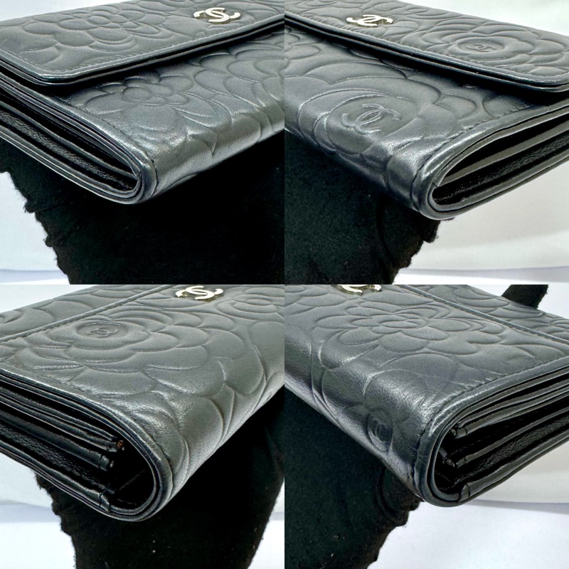 CHANEL  香奈兒 山茶花黑色長夾NO.17 W/CARD 17655699-4