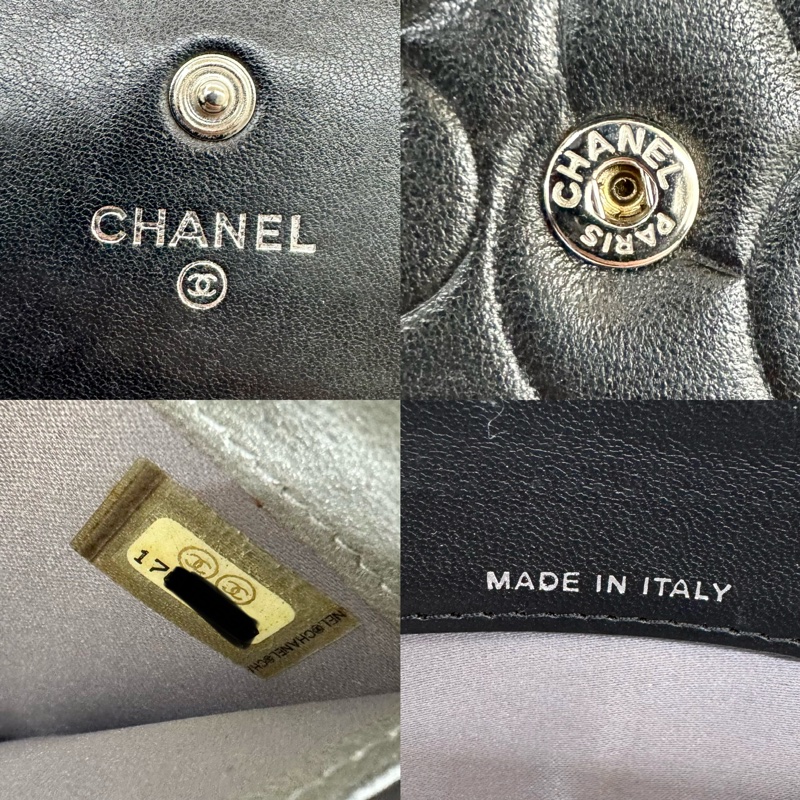 CHANEL  香奈兒 山茶花黑色長夾NO.17 W/CARD 17655699-6