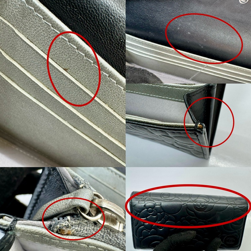 CHANEL  香奈兒 山茶花黑色長夾NO.17 W/CARD 17655699-7