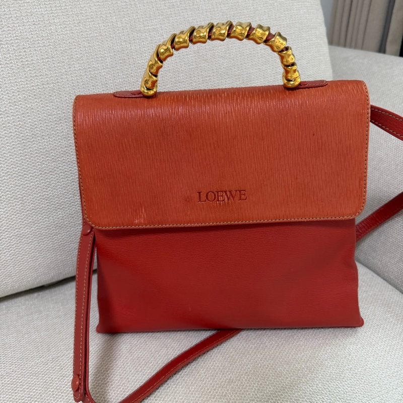 LOEWE蛇骨包 手把皮革 真皮 手提包-9