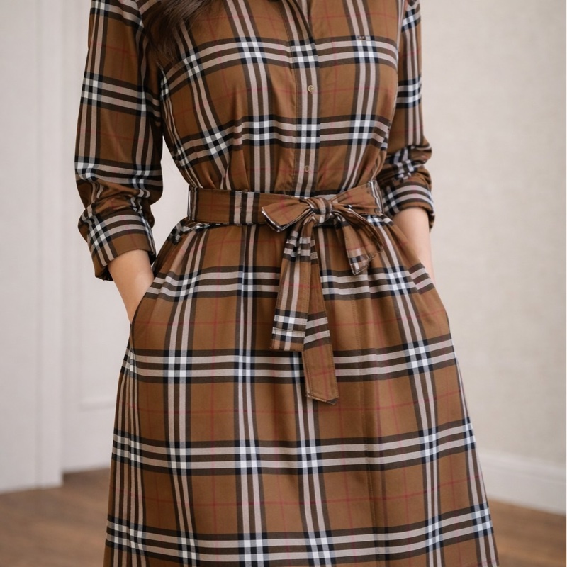 Burberry 專櫃正品經典格紋襯衫洋裝-2