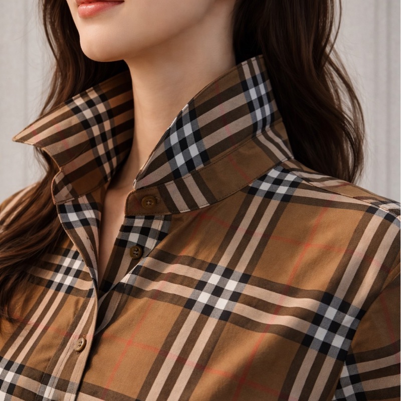 Burberry 專櫃正品經典格紋襯衫洋裝-4