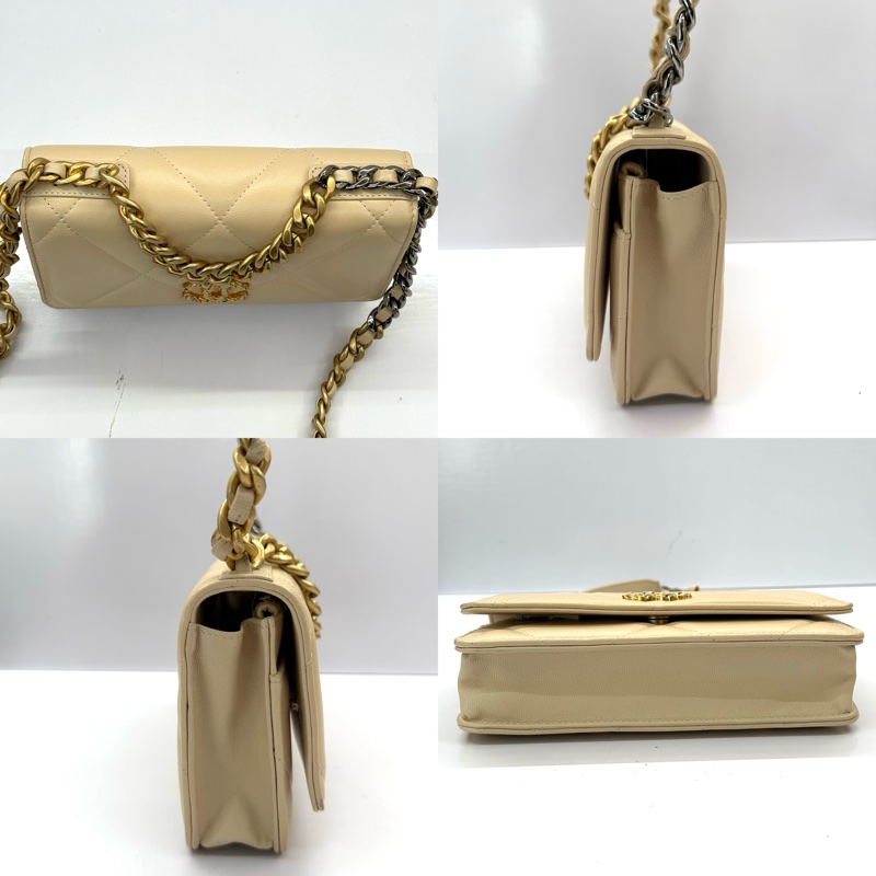CHANEL 香奈兒 米色羊皮CHANEL19 WOC 斜背包-3