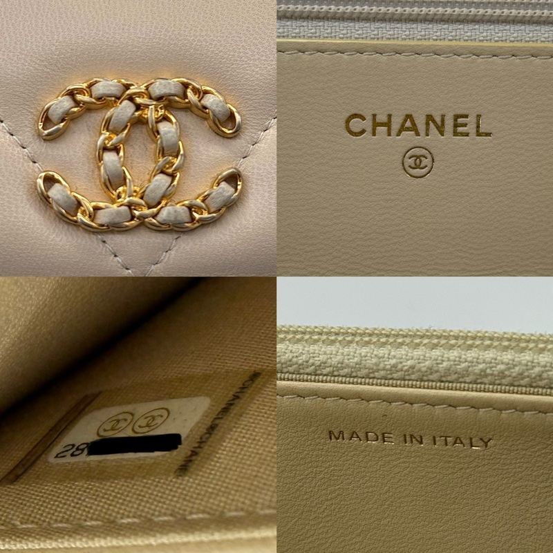 CHANEL 香奈兒 米色羊皮CHANEL19 WOC 斜背包-7