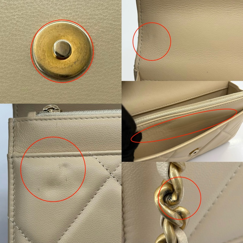 CHANEL 香奈兒 米色羊皮CHANEL19 WOC 斜背包-9