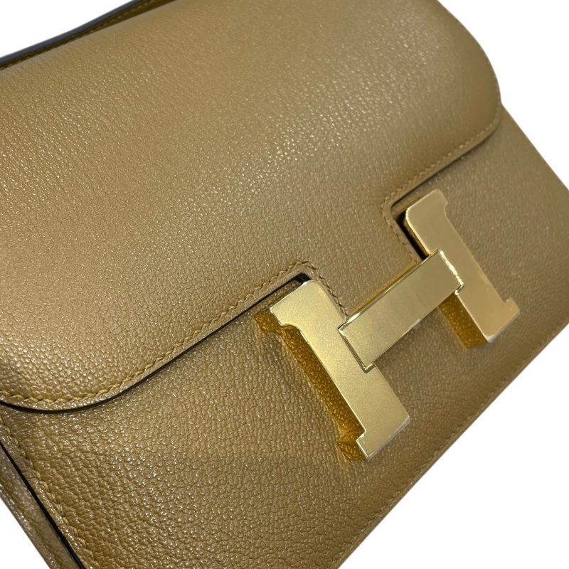 HERMES 愛馬仕 CONSTANCE MINI 康康包 18CM 山羊皮 CRAFT 拿鐵色系 金釦 W刻-9