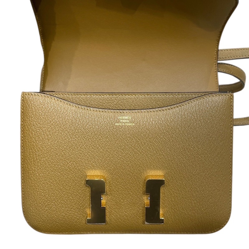 HERMES 愛馬仕 CONSTANCE MINI 康康包 18CM 山羊皮 CRAFT 拿鐵色系 金釦 W刻-10