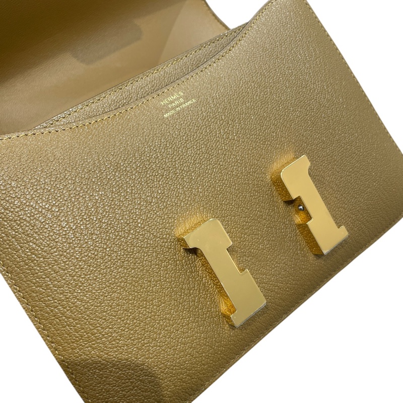 HERMES 愛馬仕 CONSTANCE MINI 康康包 18CM 山羊皮 CRAFT 拿鐵色系 金釦 W刻-11