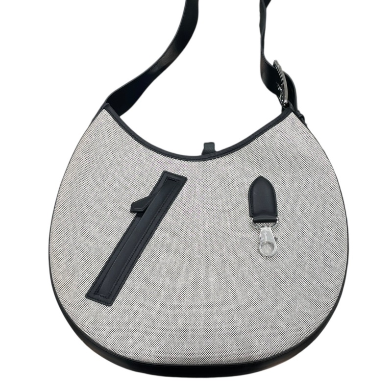 HERMES 愛馬仕 ARCON 馬鞍側背包 帆布拼皮 黑色 銀釦 W刻-1