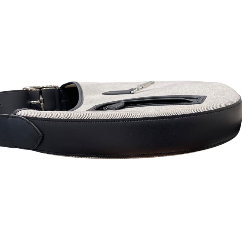 HERMES 愛馬仕 ARCON 馬鞍側背包 帆布拼皮 黑色 銀釦 W刻-3