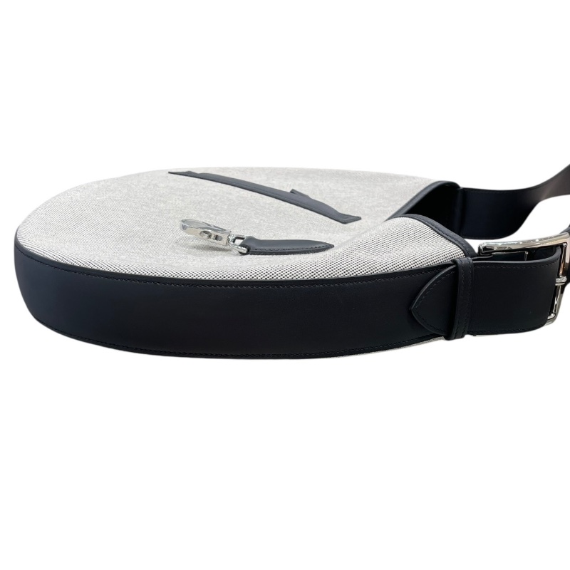 HERMES 愛馬仕 ARCON 馬鞍側背包 帆布拼皮 黑色 銀釦 W刻-4