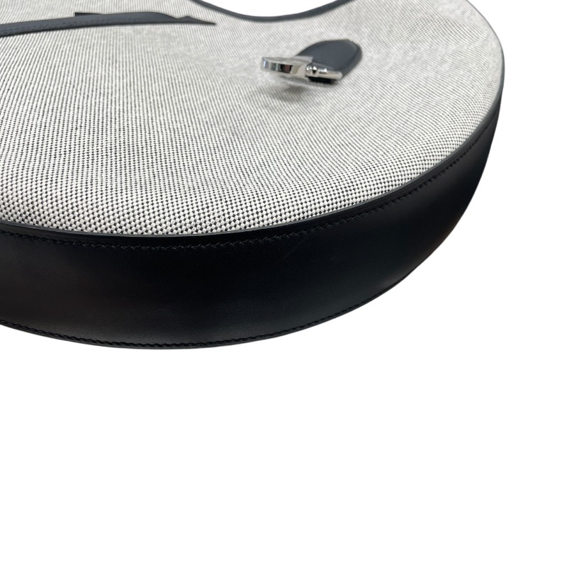 HERMES 愛馬仕 ARCON 馬鞍側背包 帆布拼皮 黑色 銀釦 W刻-7