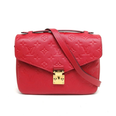 LOUIS VUITTON MetisPochette郵差包紅色牛皮金扣老花壓紋肩背包