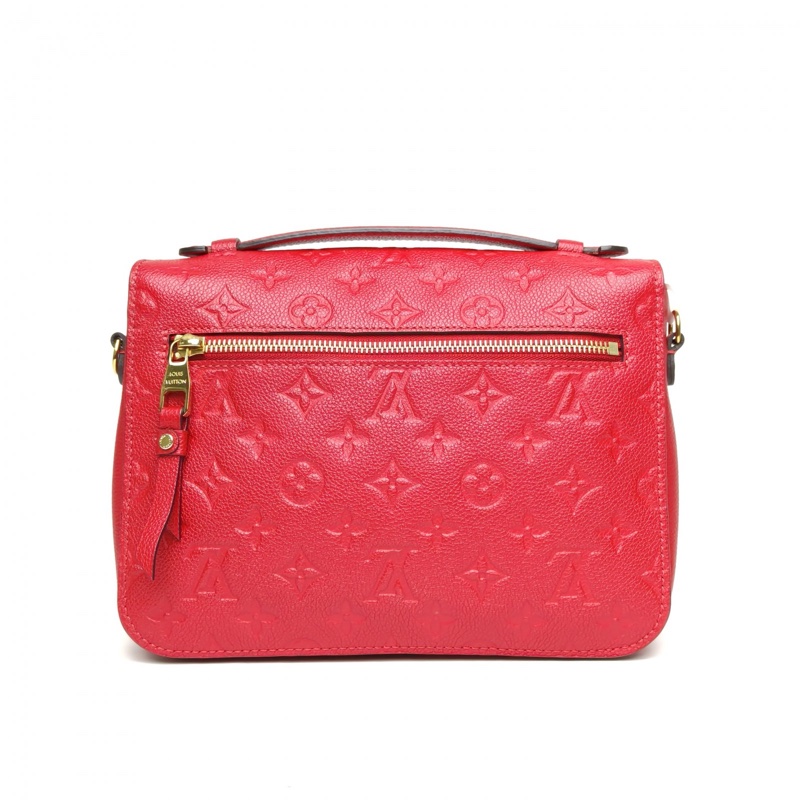 LOUIS VUITTON MetisPochette郵差包紅色牛皮金扣老花壓紋肩背包-2