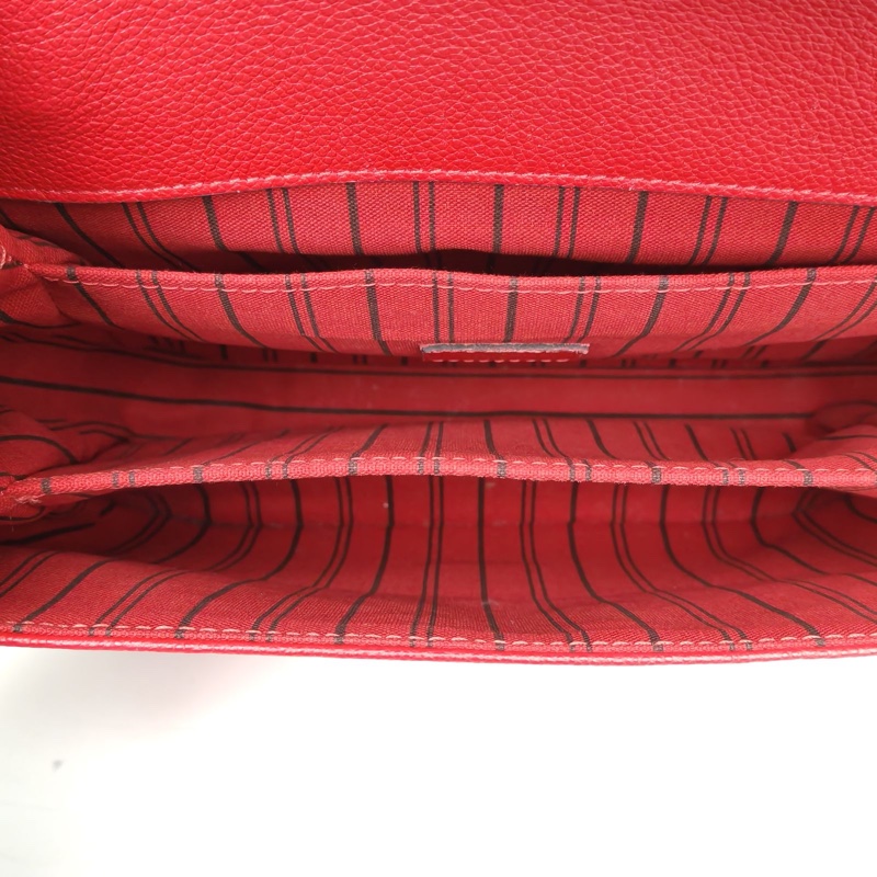 LOUIS VUITTON MetisPochette郵差包紅色牛皮金扣老花壓紋肩背包-5