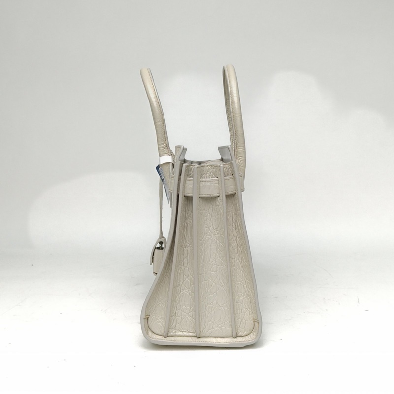 SAINT LAURENT ClassicSacDeJour風琴包中號26白色牛皮銀扣肩背包-1