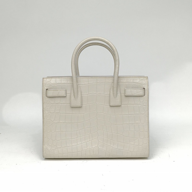 SAINT LAURENT ClassicSacDeJour風琴包中號26白色牛皮銀扣肩背包-2