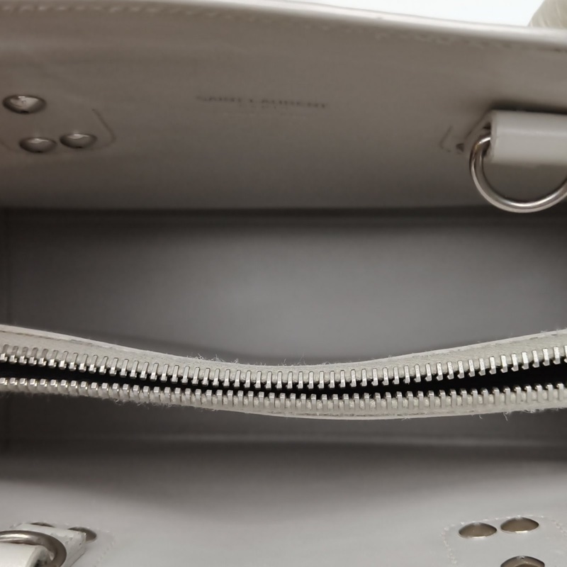 SAINT LAURENT ClassicSacDeJour風琴包中號26白色牛皮銀扣肩背包-4