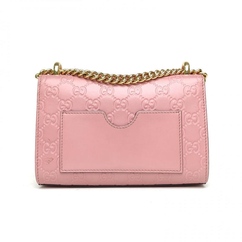 GUCCI Padlock鎖頭包盒子包小號GG壓紋粉色牛皮肩背包-2